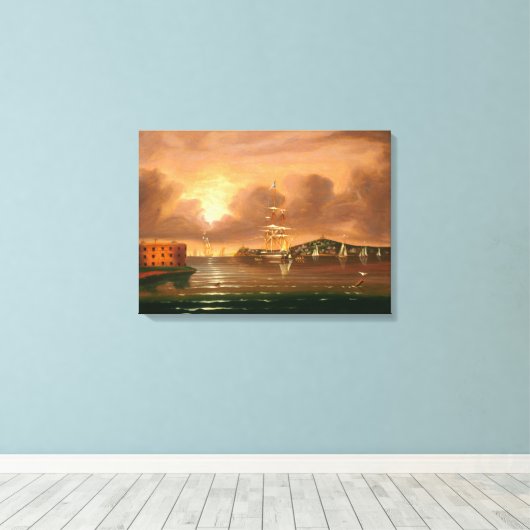 Het bedreigen van Hemel, Baai van New York Canvas Afdruk (Insitu (Houten vloer))