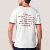 Het bedrijf zegt:VEILIGHEID?U kunt dat hebben na.. T-shirt (Achterkant volledig)