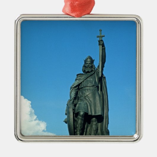 Het beeld van Alfred de Grote Metalen Ornament (Voorkant)