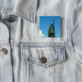Het beeld van Alfred de Grote Vierkante Button 5,1 Cm (In situ)