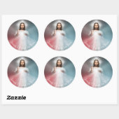 Het beeld van de goddelijke barmhartigheid Katholi Ronde Sticker (Vel)