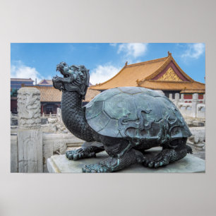 Het beeld van een schildpad in de verboden stad Pe Poster