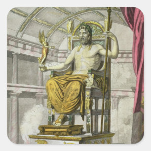 Het beeld van Jupiter in een tempel, uit 'Costumi  Vierkante Sticker