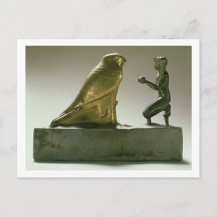 Het beeld van koning Taharqa dat de valk-god aanbi Briefkaart