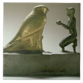 Het beeld van koning Taharqa dat de valk-god aanbi Tegeltje (Voorkant)
