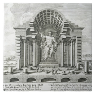 Het beeld van Olympian Zeus, gemaakt door Phidias Tegeltje