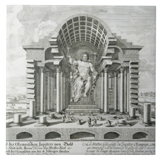 Het beeld van Olympian Zeus, gemaakt door Phidias  Tegeltje (Voorkant)