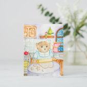 Het beer bakt peperkoek feestdagenkaart (Staand voorkant)