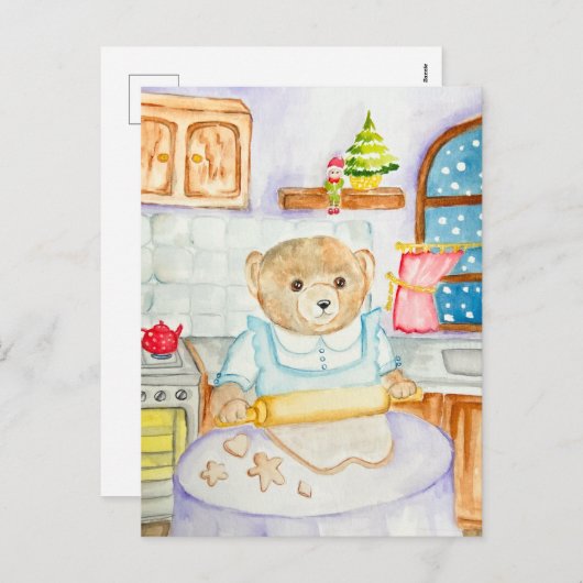 Het beer bakt peperkoek feestdagenkaart (Voorkant / Achterkant)