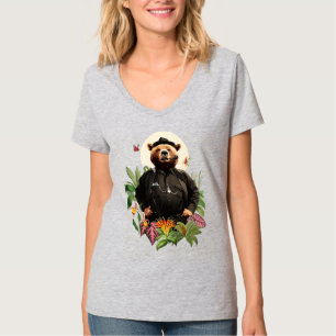 Het Beer Detective in Flowers Collage T-shirt