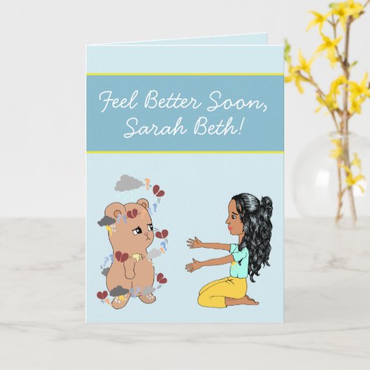 Het Beer van de Cartoon van de klap krijgt snel go Kaart (Gele Bloem)