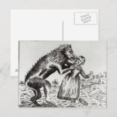 Het Beest Gevaudan dat een jong meisje aanvalt Briefkaart (Voorkant / Achterkant)