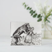 Het Beest Gevaudan dat een jong meisje aanvalt Briefkaart (Staand voorkant)