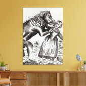 Het Beest Gevaudan dat een jong meisje aanvalt Canvas Afdruk (Insitu (Woonkamer))