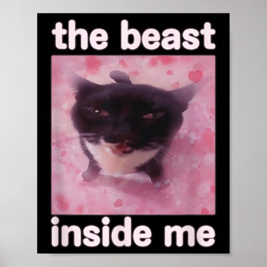 Het Beest In Me Funny Cat Meme Cadeau Voor Mannen  Poster (Voorkant)