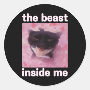 Het Beest In Me Funny Cat Meme Cadeau Voor Mannen Ronde Sticker