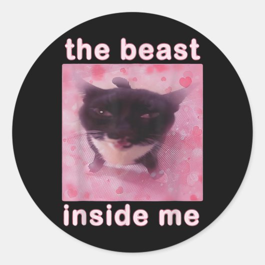 Het Beest In Me Funny Cat Meme Sarcastisch InApp Ronde Sticker (Voorkant)