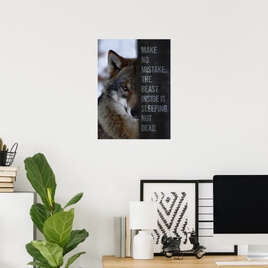 Het Beest Inside - Wolf Motivatie Poster (Thuiskantoor)