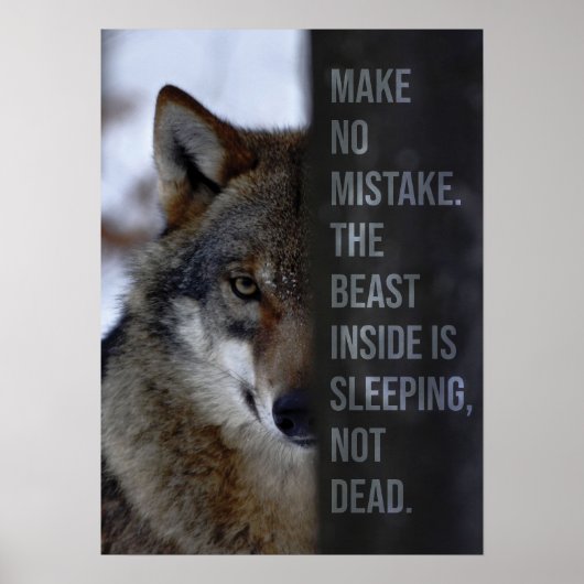 Het Beest Inside - Wolf Motivatie Poster (Voorkant)