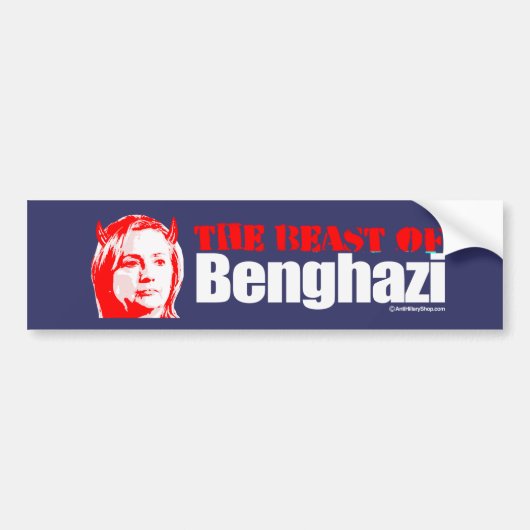 Het beest van Benghazi - Anti-Hillary - wit - .pn Bumpersticker (Voorkant)