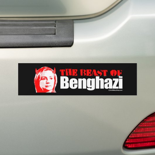 Het beest van Benghazi - Anti-Hillary - wit - .pn Bumpersticker (Op auto)
