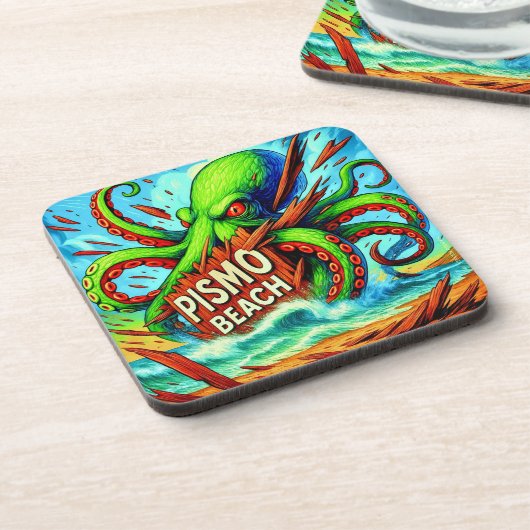 HET BEEST VAN DE BREKERS OP PISMO BEACH. (6) BIER ONDERZETTER (Linkerzijde)