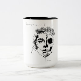 Het begin bevat al het einde tweekleurige koffiemok
