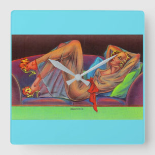 Het begin van de jaren '40 is een mooi meisje vierkante klok