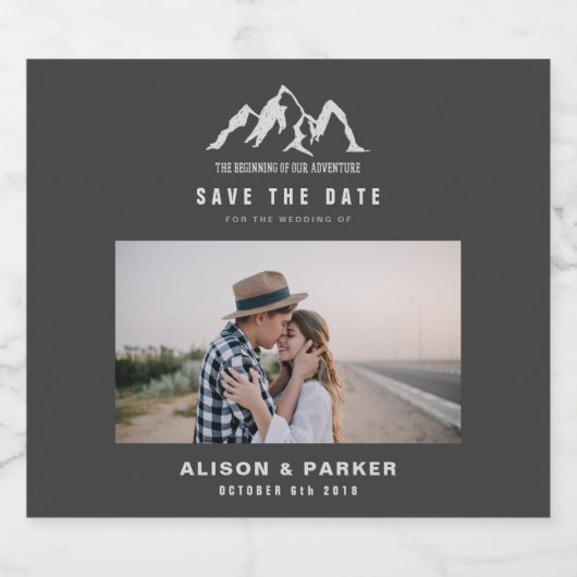 het begin van ons avontuur behalve de datum sparkling wijnetiket (Enkel label)