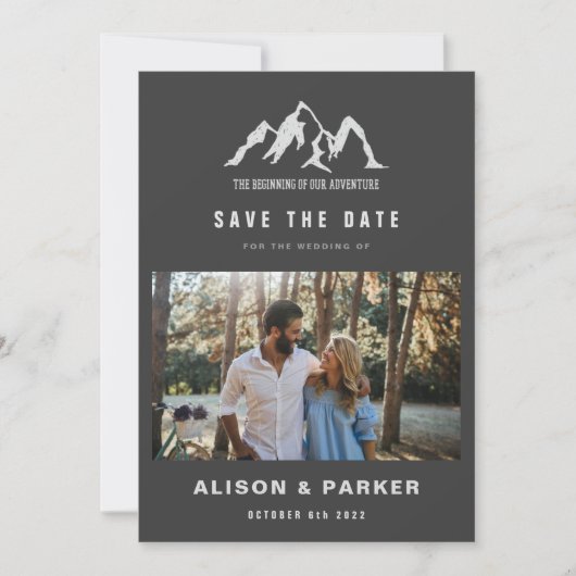 het begin van ons avontuur sparen de datumfoto kaart (Voorkant)