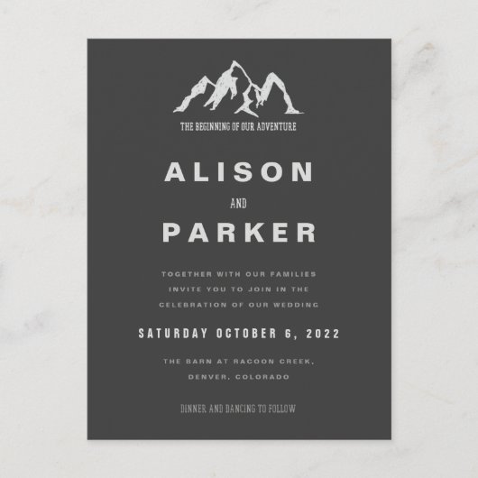 HET BEGIN VAN ONZE TOEVOEGINGSWEDING BRIEFKAART (Voorkant)