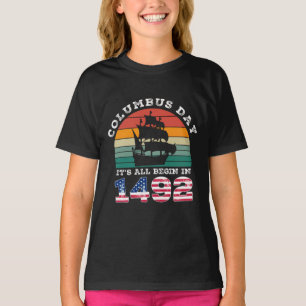Het begint allemaal in 1942 op Columbus Day T-shirt