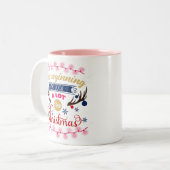 Het begint een beetje als kerstroze te lijken tweekleurige koffiemok (Voorkant links)