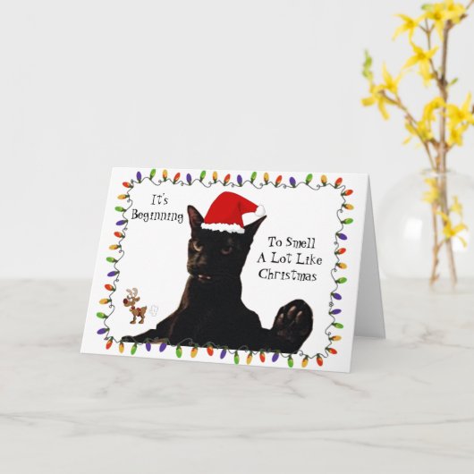 Het begint een beetje naar Kerstmis te ruiken Katt Kaart (Gele Bloem)