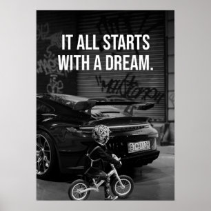 Het begint met een droom, Supercar Hustle Motivati Poster