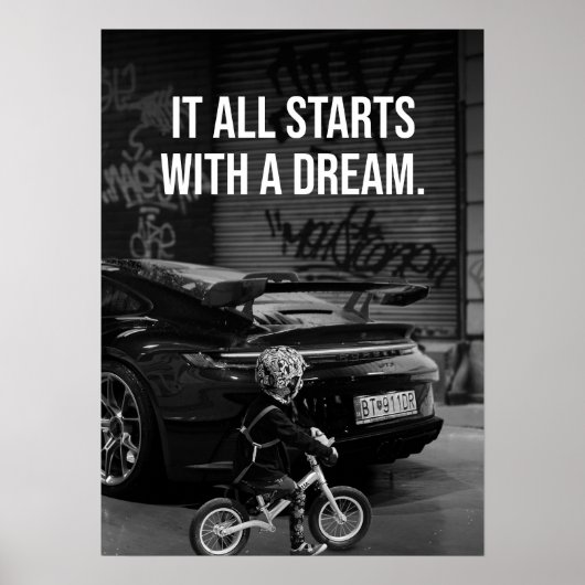 Het begint met een droom, Supercar Hustle Motivati Poster (Voorkant)