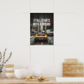 Het begint met een droom, Supercar Hustle Motivati Poster (Keuken)