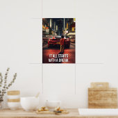 Het begint met een droom, Supercar Hustle Motivati Poster (Keuken)