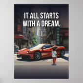 Het begint met een droom, Supercar Hustle Motivati Poster (Voorkant)