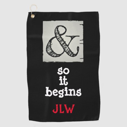 Het begint met het Ampersand Symbool Humoureus Golfhanddoek (Voorkant)