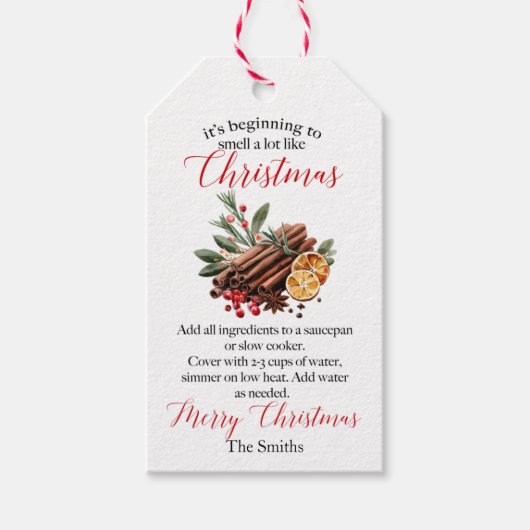Het begint naar Kerstpotpourri te ruiken Cadeaulabel (Voorkant)