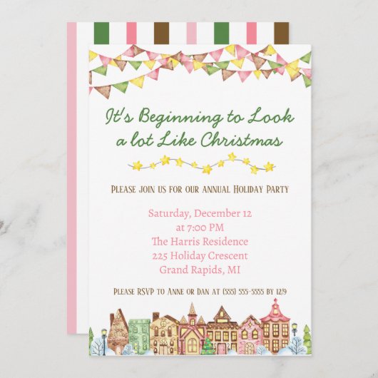 Het begint veel op een kerstfeestje te lijken kaart (Voorkant / Achterkant)