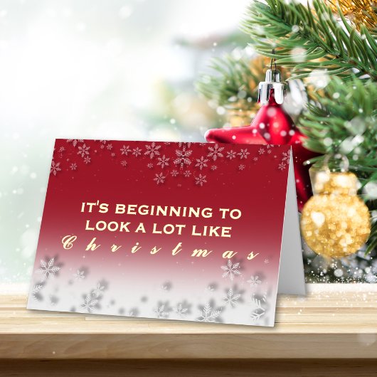 Het begint veel op kerst te lijken folie feestdagenkaart