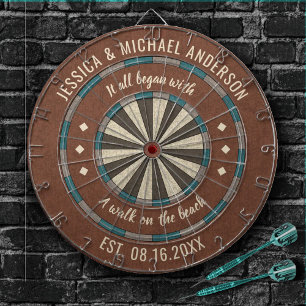 Het begon allemaal Gevestigde datum Vintage roodbr Dartbord