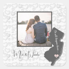 Het begon allemaal hier, New Jersey, Foto Heart Sq Vierkante Sticker