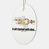 Het begon allemaal met DNA. (DNA-replicatie) Keramisch Ornament (Links)
