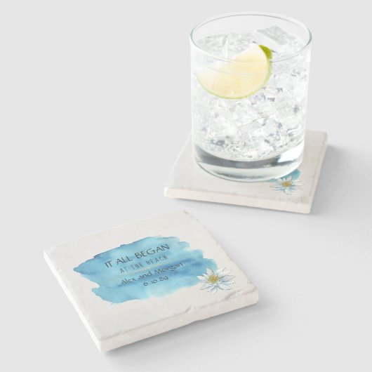 het begon allemaal met waterverf splash and lily stenen onderzetter (Zijkant)