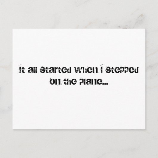 Het begon allemaal toen ik in het vliegtuig stapte briefkaart (Voorkant)