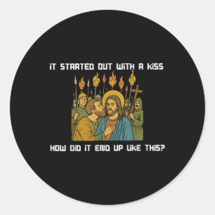Het begon met een kus hoe het afliep ronde sticker