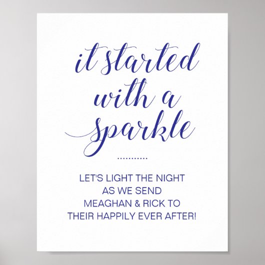 Het begon met een Sparkle Blue Wedding Sparkler Poster (Voorkant)